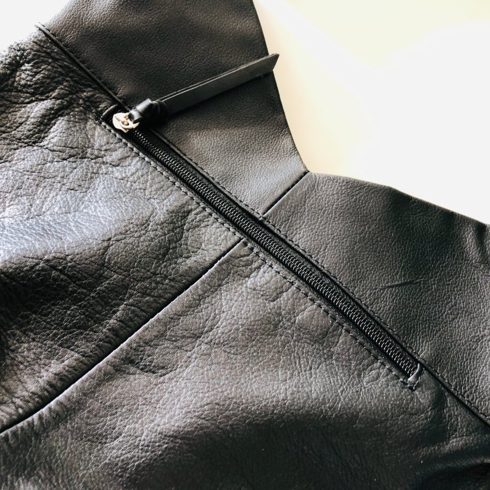 VINTAGE NYC Perlina Black Leather Shoulder Bag EUC - Picture 4 of 9
